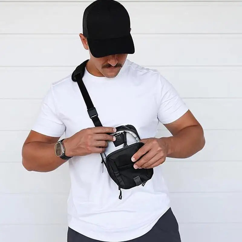 Magnetic Gym Water Bottle Bag Holder Portable Phone Sling Bag with Phone Pocket Built-In Magnet for Men Women Sports Fitness